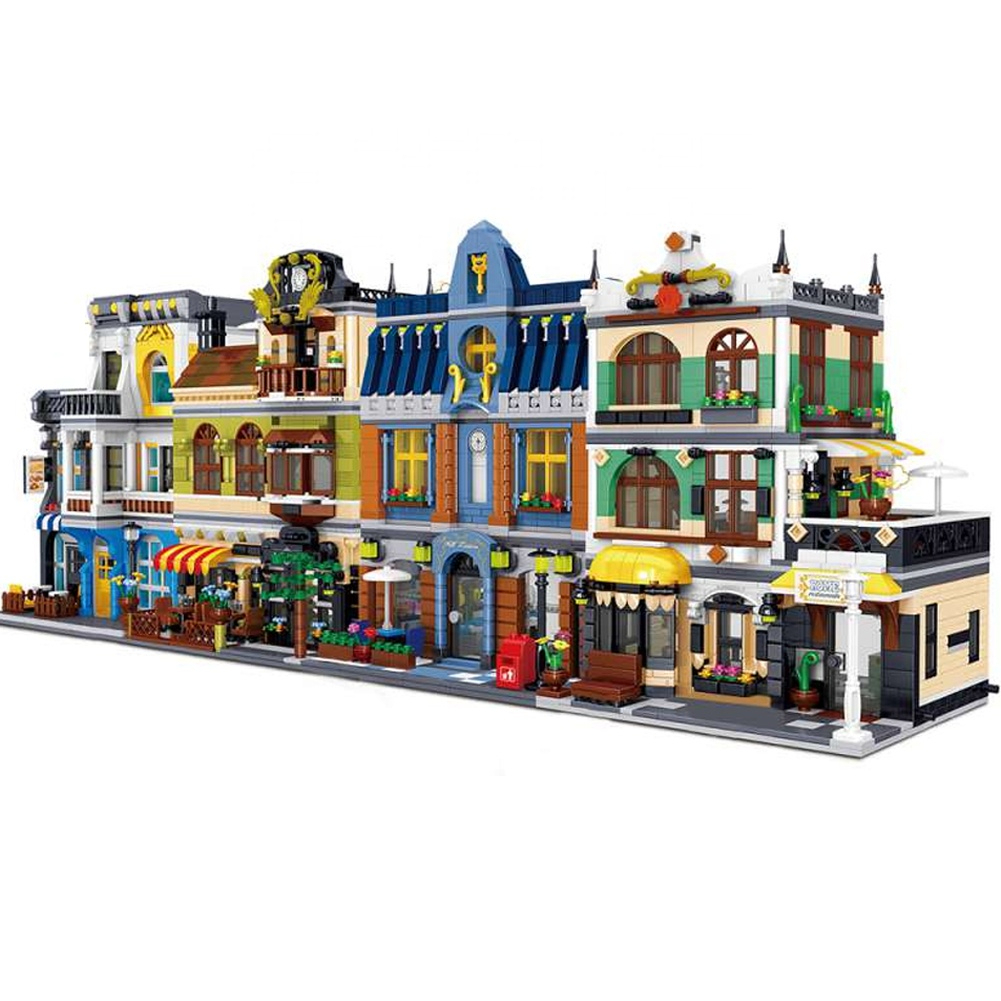 Architecture Building Blocks City Street View Bricks Set Coffee Shop Hill Tavern Garden Hotel Child Toys Gifts