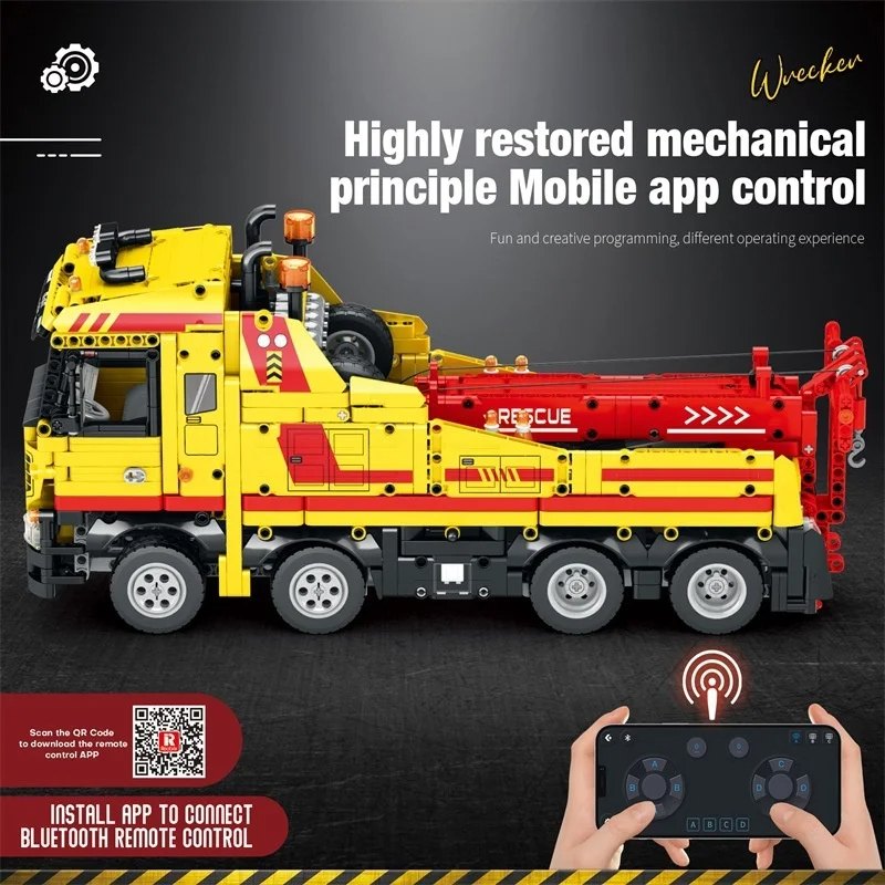 Educational Toy Power Engineering Wrecker Remote Control Building Block Plastic Game - Image 2