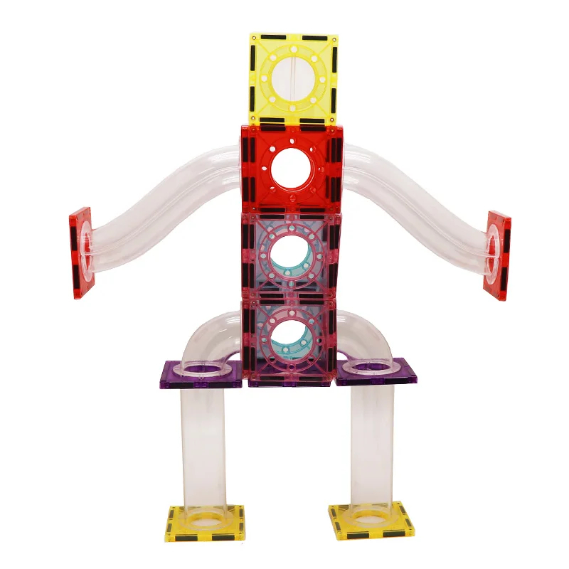 Magnescape Educational 106pcs Marble Run Magnetic Tiles Transparent Magnetic Toys Safe Building Blocks for Kids - Image 2