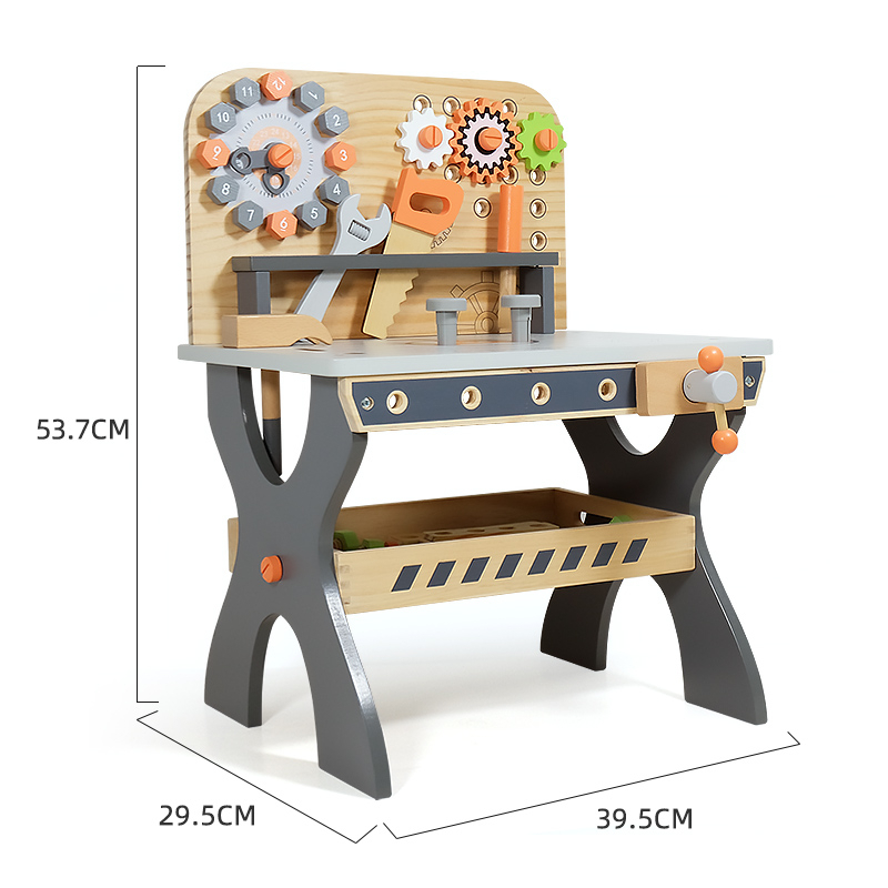 Wooden Educational Toys Clock Cognitive Tool Bench Simulation Screw Hammer Tool Box Disassembly Assembly Grocery - Image 5