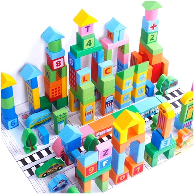 Montessori Educational Wood Toy Color Printing Wooden Building Blocks Set 100 Piece Learning Toys for Children Kids - Image 5