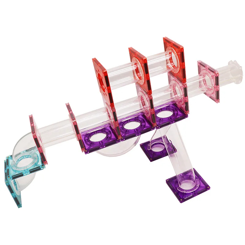 Magnescape Educational 106pcs Marble Run Magnetic Tiles Transparent Magnetic Toys Safe Building Blocks for Kids - Image 4
