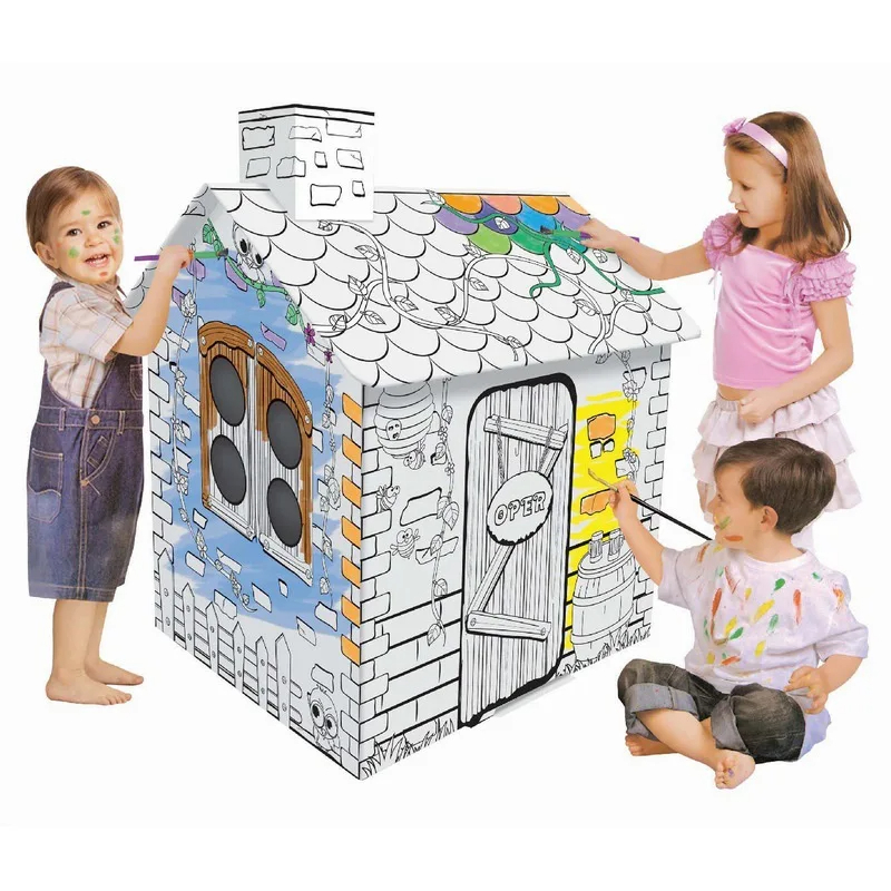 Children DIY Three-dimensional Creative Graffiti Villa Rocket House Assembled Intelligent Interactive Creative Toys - Image 3