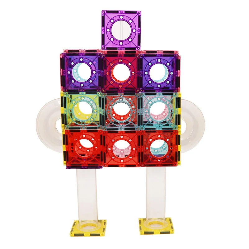 Magnescape Educational 106pcs Marble Run Magnetic Tiles Transparent Magnetic Toys Safe Building Blocks for Kids - Image 5